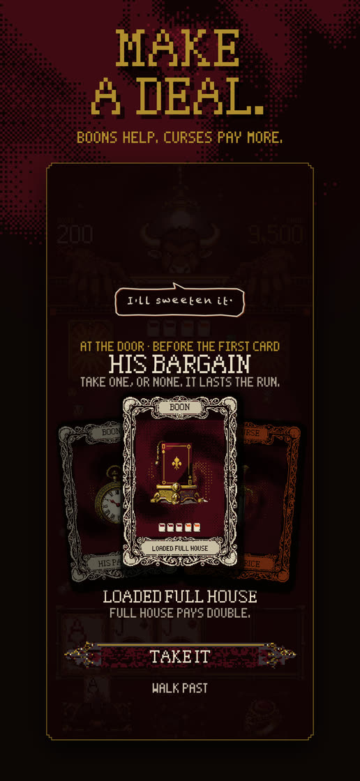 Make a deal. Boons help, curses pay more.
